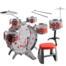 1 Set Kids Drum Kit Musical Band Playset Chair Cymbal Children Kids font b Toy b