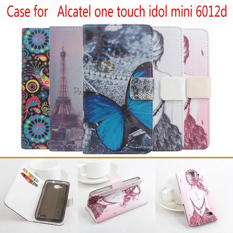 

High Quality Pattern Flip Leather Case Cover For Alcatel one touch idol mini 6012d with stand function and card slots