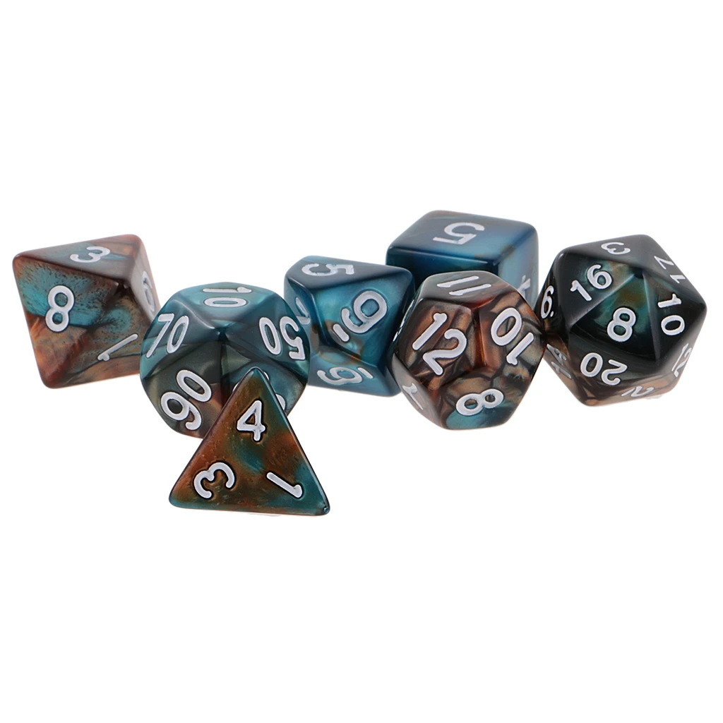 New 7PCS Two Colors Polyhedral Dice 16mm for Dungeons and Dragons Table Games Party Colorful Accessories for Board Game