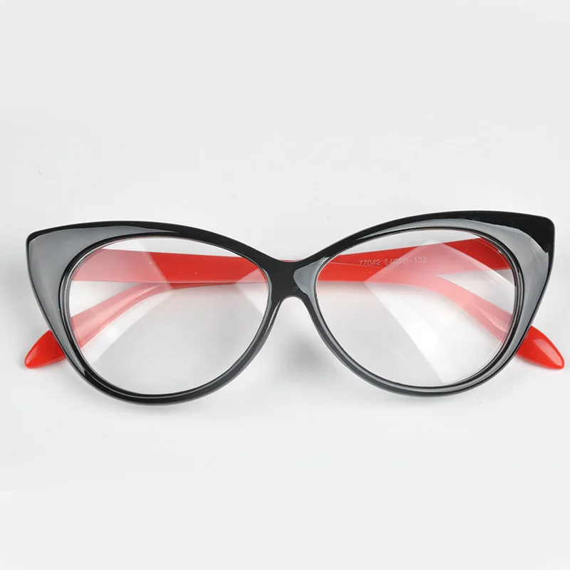 Black And Red Ретро оправа для очков в стиле кошачьи глаза винтажные леопардовые женские и мужские очки оправа прозрачные линзы плоские очки#2 - Цвет оправы: Black And Red