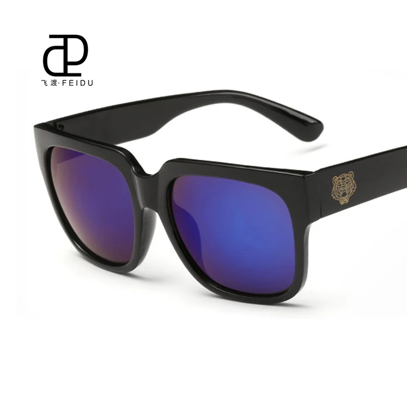FEIDU Мода года негабаритные Квадратные Солнцезащитные очки Для женщин Для мужчин Классика с зеркальным покрытием солнцезащитные очки для езды на велосипеде UV400 Oculos De Sol masculino - Цвет линз: Blue