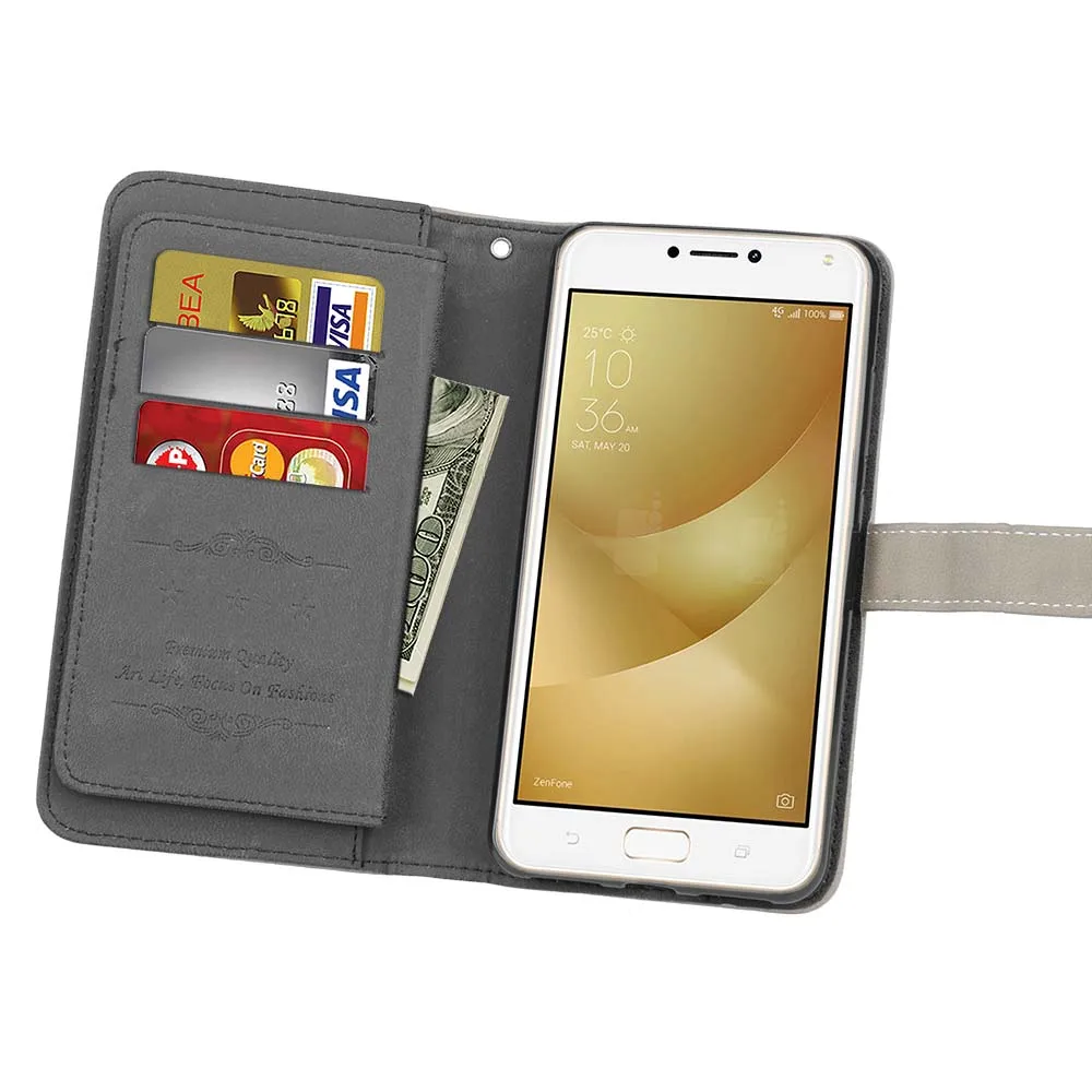 Для Asus Zenfone 4 Max ZC554KL Чехол-книжка с бумажником и подставкой, кожаный чехол-кошелек, чехол s для Asus Zenfone 4 Max ZC520KL 9 слотом для карт