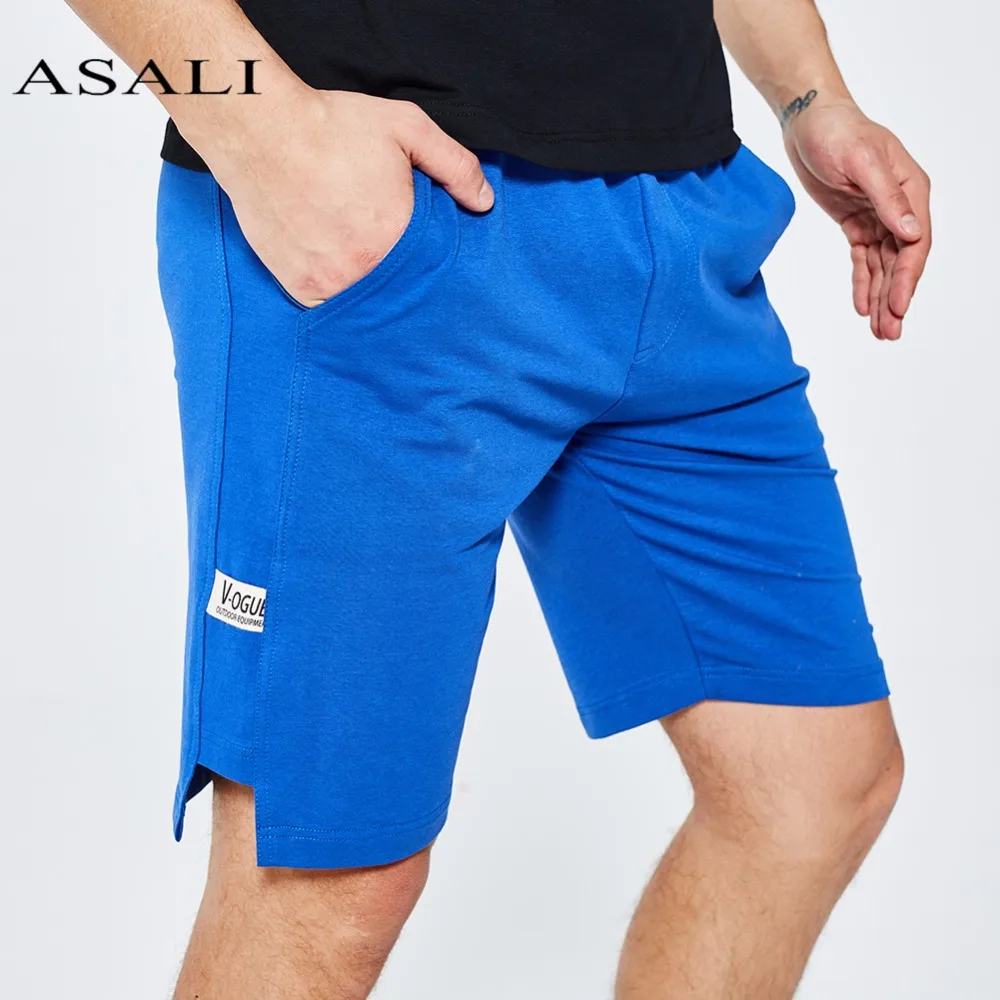 Asali Хлопок Твердые пляжные шорты для мужчин летние резинка на талии повседневное s пляжные свободные работы мужской мотобрюки шорт