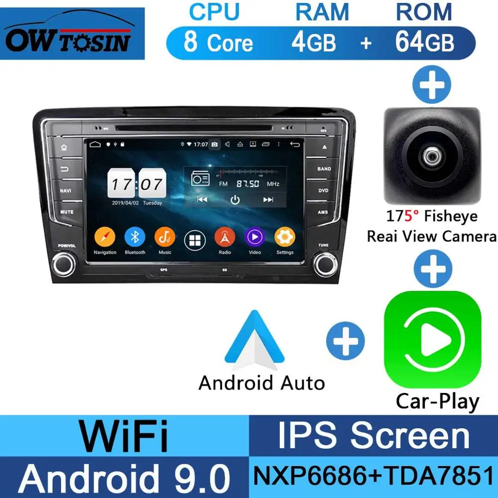 " 1920*1080 8 Core 4G+ 64G Android 9,0 Автомобильный DVD плеер для VW Volkswagen Santana gps радио попугай BT - Цвет: Fisheye Carplay n A