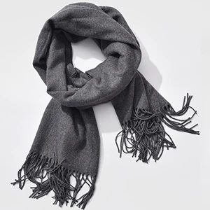Luna& Dolphin, Женские однотонные кашемировые шарфы с кисточками, зимний толстый теплый шарф, высокое качество, Женская шаль, Пашмина, палантин - Цвет: dark gray