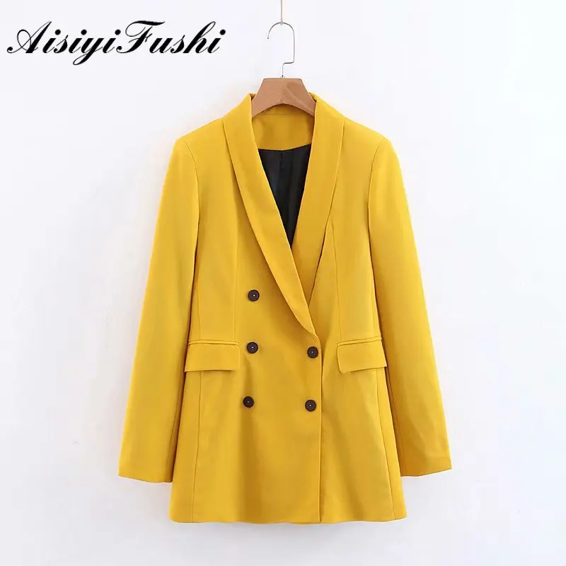 

AISIYIFUSHI Women Suit Set 2 Pieces Summer Spring 2019 Double Breasted Woman Suit Jacket Business Casual Women Suits Office Sets
