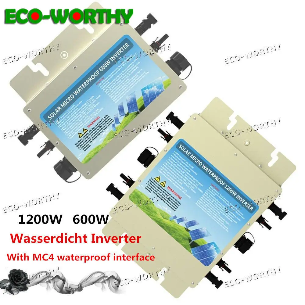 ECOworthy 600 Вт/1000 Вт/1200 Вт водонепроницаемый сетевой инвертор 12 В/24 В ~ 110 В/220 22 50 в DC на