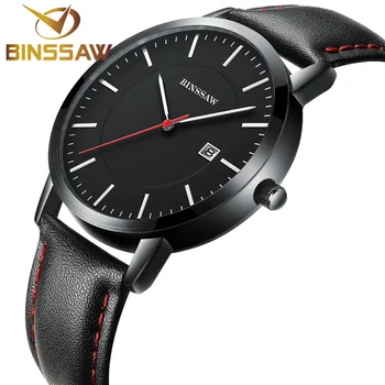 

BINSSAW Fashion Men Quartz Watch Waterproof Leather Strap Top Luxury Brand 2019 Men Business Wrist New Men Mechanical Watches