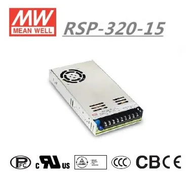 Бренд MEAN WELL представляет RSP-320-15 320 W 21.4A 15 V средняя мощность питания с PFC Функция