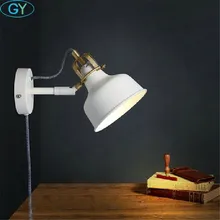 AC100-240V Современный Белый настенный светильник с вилкой шнур питания металлический абажур настенные светильники Бра прикроватный коридор комната лестницы огни