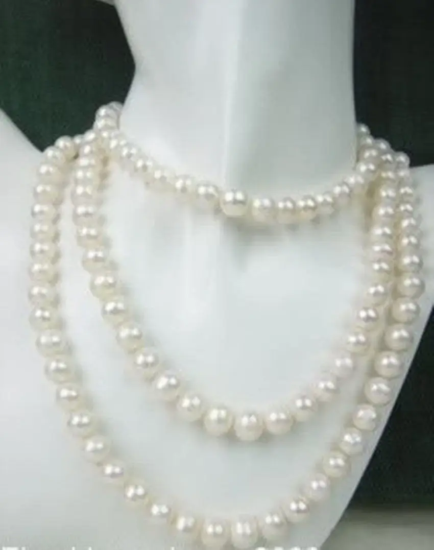 

Hot sale new Style >>>>>50 inch AAA+ 9-10mm Akoya white pearl necklace