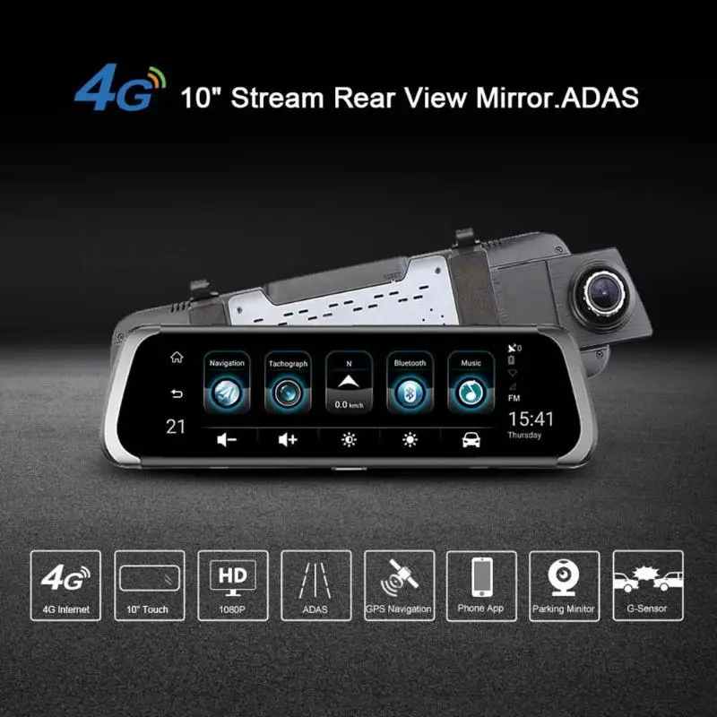A930 10 дюймов сенсорный экран двойной объектив 1080P 4G WiFi Andriod Автомобильный видеорегистратор заднего вида камера видеорегистратор ADAS gps g-сенсор