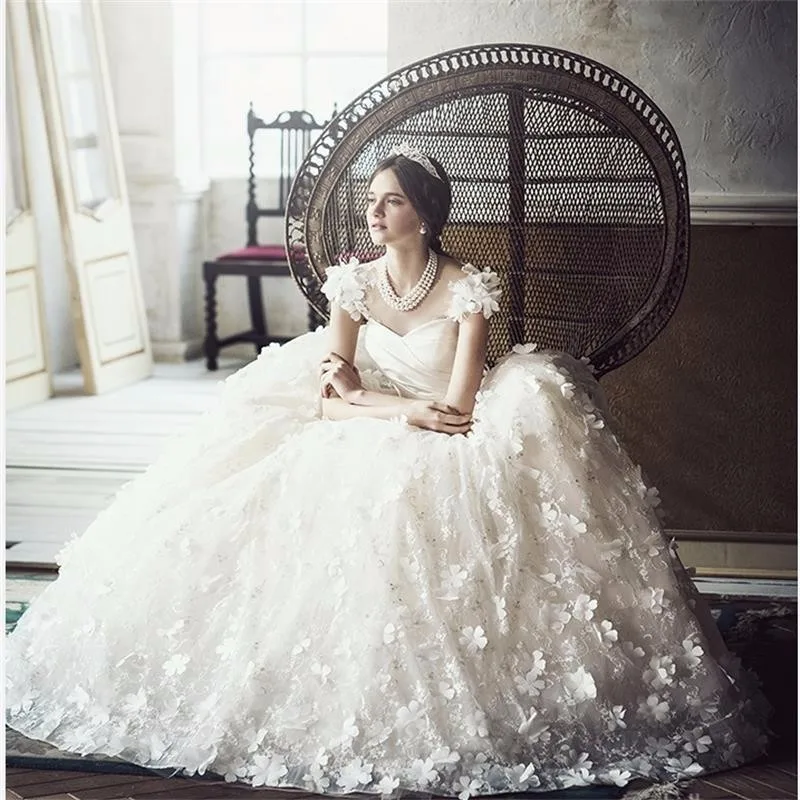 Wedding Dress 2017 Bridal Luxury Dubai Puffy White Ivory Ball Gown