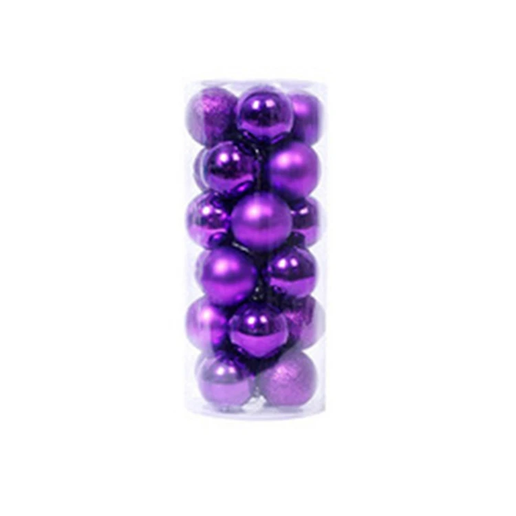 YORIWOO 24pcs/lot 3cm Merry Christmas Tree Balls Decoration Party Hanging Ornament Christmas Baubles Pendant Xmas New Year Gifts - Цвет: Purple