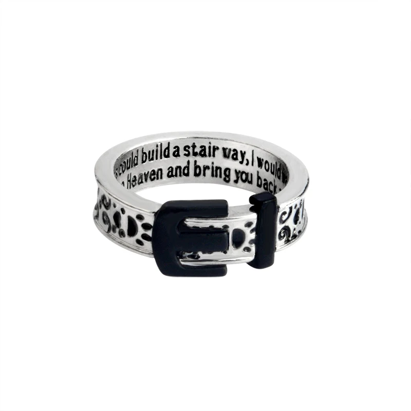 

If tears could build a stairway, I would walk right up to Heaven Belt Buckle Dog paw Ring for Men Girl Pet Animal Jewelry