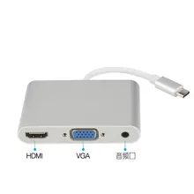 USB 3.1 Type-C USB-C to HDMI Digital AV & VGA & 3.5mm Audio Adapter for Laptop & Notebook