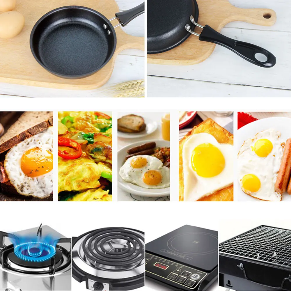 Мини-кастрюля, кухонная посуда, круглая сковородка с антипригарным покрытием, сковородка для омлета, для завтрака, мини-кастрюля, Блинная сковорода для яиц, металлические кухонные аксессуары