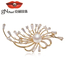 GNpearl жемчужная брошь 11-12 мм Сплав белая брошь с пресноводным жемчугом ювелирный костюм для подруги рубашка брошь для свитера