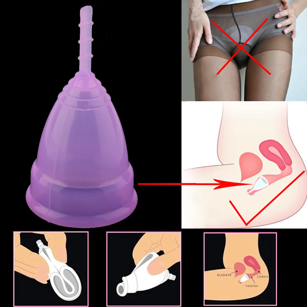 Многоразовая Мягкая силиконовая менструальная чашка, большие и маленькие размеры, три цвета, товары для гигиены и здоровья для женщин