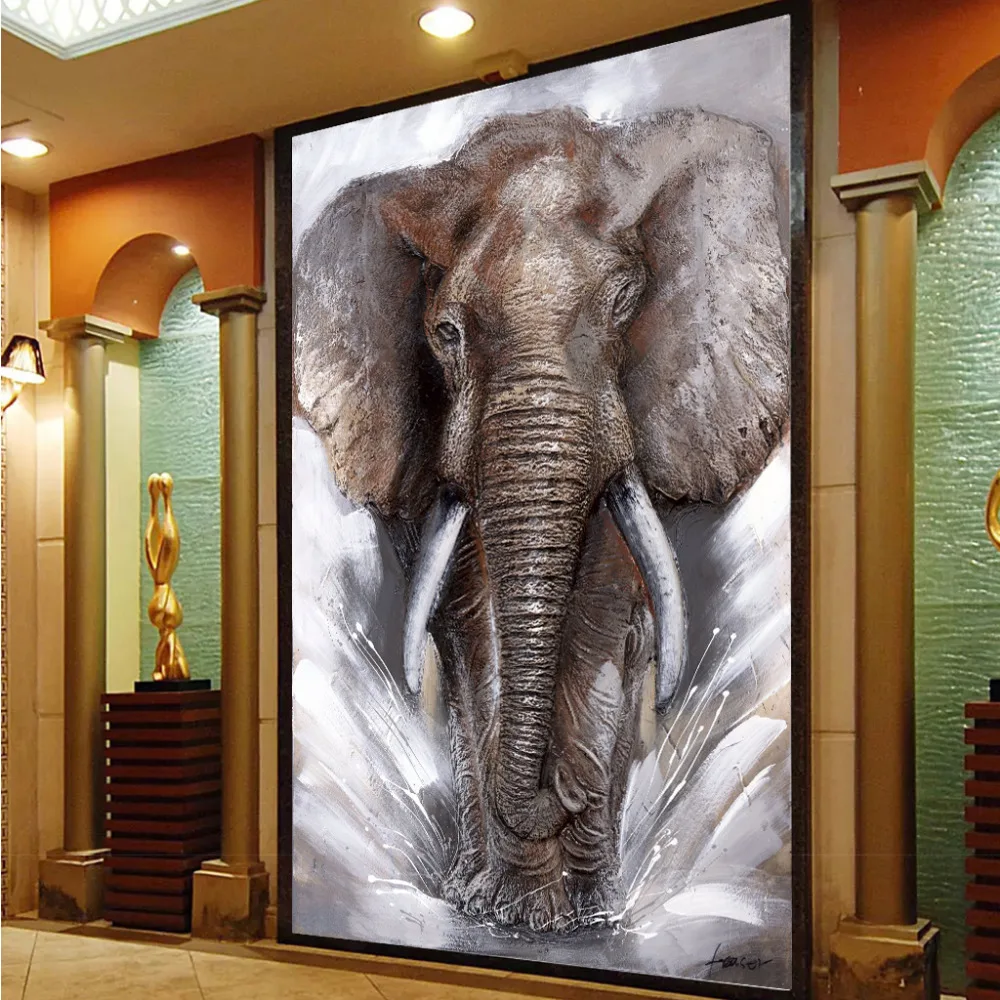 SELFLESSLY Thunder Elephant Wall Art Canvas Pictures Modern Elephants