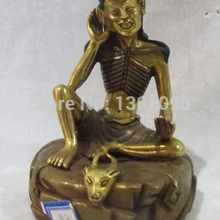 Xd 00667 Непал Удивительный Буддизм фиолетовый Бронзовый 24 К Свинка Архат Миларепа Статуя Будды