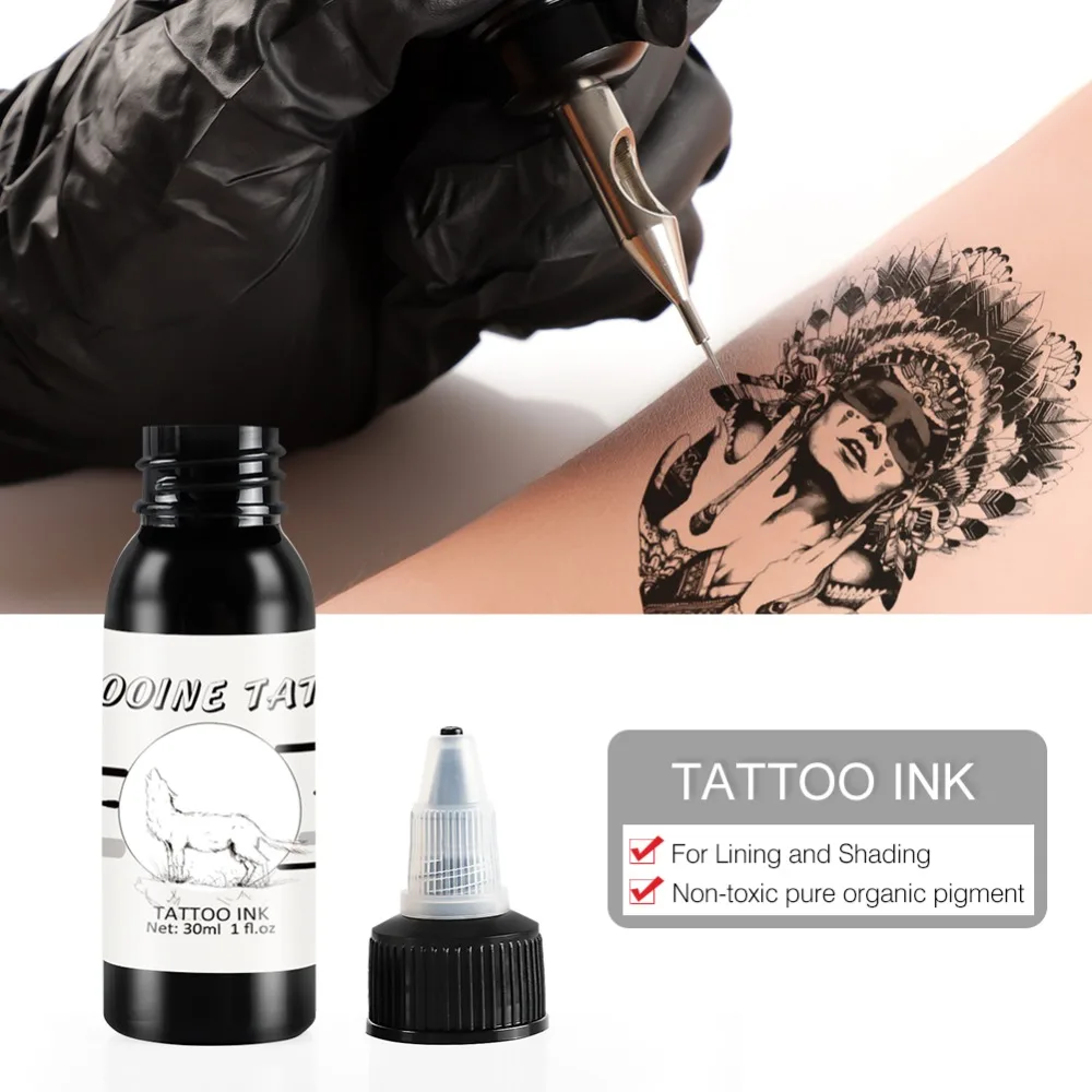 1 бутылка профессиональные чернила для татуировки пигмент набор боди-артов 30 мл/60 мл черные чернила для татуировки перманентные краски для макияжа натуральные для татуировки