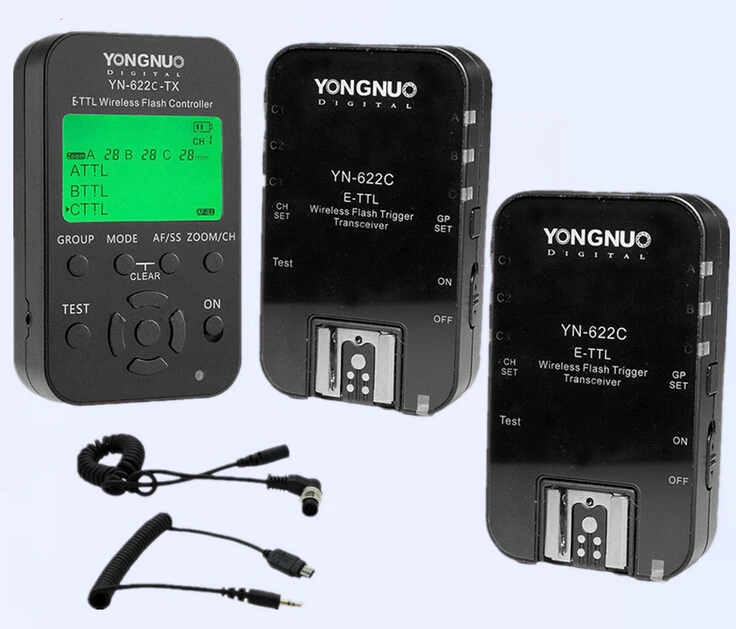 High quality Yongnuo YN622c YN-622C 622C-TX TTL flash trigger set, free shipping 1 transmitter+ 2 receivers for All Canon DSLR Wholesale Consumer Electronics