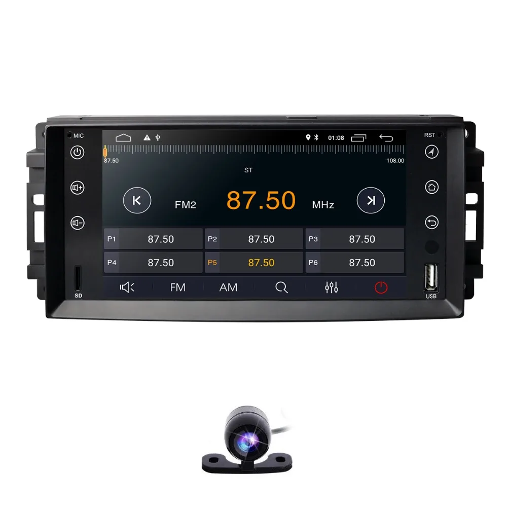 Best 2G+16G Hizpo Car Stereo GPS Player for Dodge Ram Challenger Jeep Wrangler JK Head Unit Single Din Touch Screen In dash Radio CAM 3