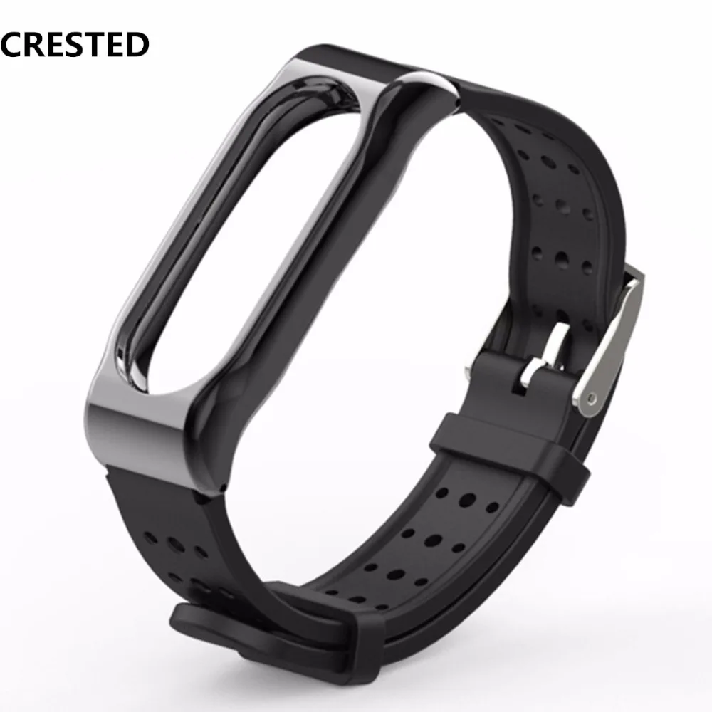 

CRESTED Xiaomi mi Band 2 strap bracelet miband Sport wrist band correa pulseira silicone stainless steel buckle watch Accessorie