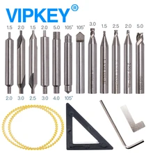 Фотография the whole set cutters with spare part for vertical  key machine drill bit locksmith tools