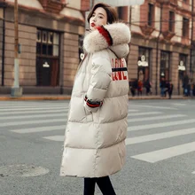 KMETRAM, зимнее пальто для женщин, воротник из натурального меха енота, парки с капюшоном, женская толстая белая куртка-пуховик на утином пуху, женские ВИНТАЖНЫЕ пальто MY464