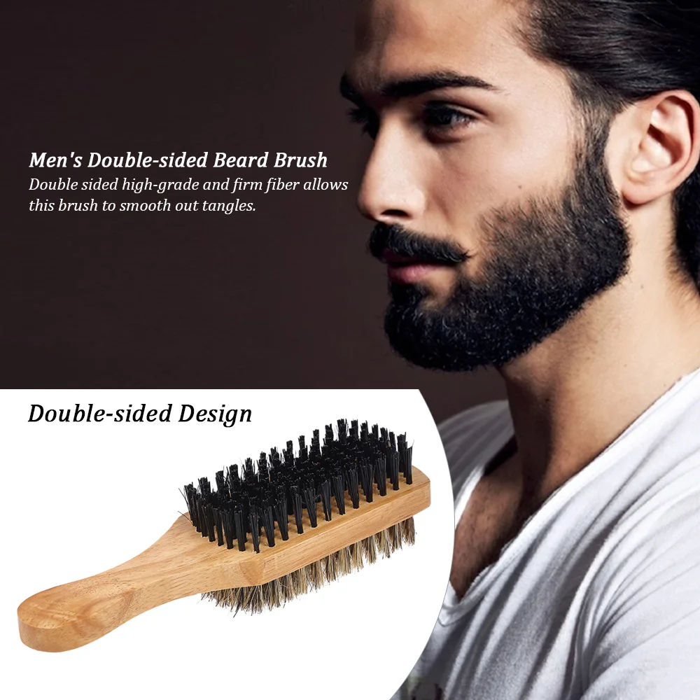 Escova de barba masculina dupla face escova de cabelo facial pente de ...