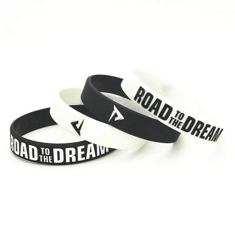 

50PCS Road to the Dream Rubber Silicone Bracelets&Bangles Ink Filled Logo Letter Women Men Bracelet Rubber Wristband Gifts SH307