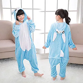 Baby Boys Girls Pajamas Autumn Winter Children Flannel Warm animal penguin Stitch panda Onesie Sleepwear Pajamas for 3 5 7 9 12Y - Цвет: as picture