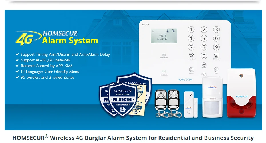 Homsecur беспроводный и проводной 4G lcd домашняя система охранной сигнализации+ IOS/Android APP GA01-4G-W