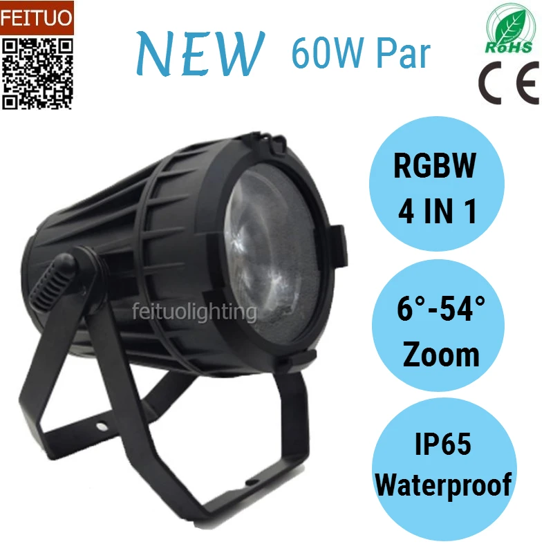 

4pcs/lot Lyre LED Zoom Par Light Spot 60w RGBW 4IN1 Stage DJ Equipment Lighting Outdoor Par Can Light IP65 LED Par Lights