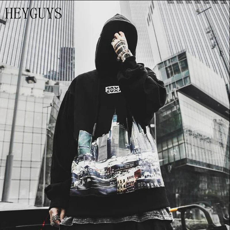 

Drop Shipping Japanese Street Hip Hop City Print Hoodies Oversize Hip-hop Style Swag Tyga Hoodie Autumn Hoodies US Size S M LXL