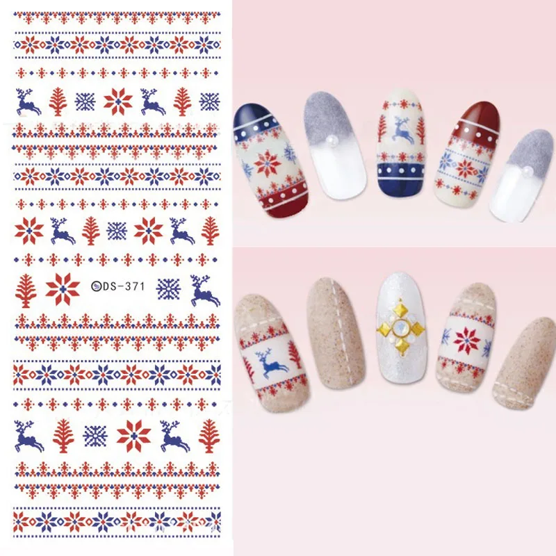 1 лист NailMAD Снежинка Водные Наклейки для ногтей рождественские переводные наклейки для ногтей s Рождественский олень наклейки для ногтей украшения для тату - Цвет: DS371