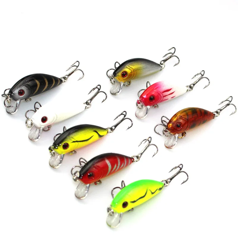 

New 8PCS 3.5G 5CM Crank Bait Fishing Lures Minnow Hard Bait Plastic Fish Crankbaits Peche Pesca Isca Artificial with VCM 3 Hook