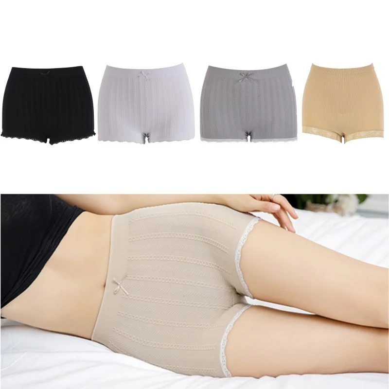 Hot Sales Women Cotton Corset Panties Seamless Anti Emptied Underwear Girl Briefs Slimming Lace Crochet Safety Short Pant