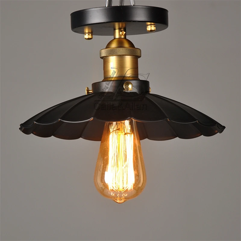 Industrial Retro iron black lamp shade ceiling Lamps with 1 Light Black