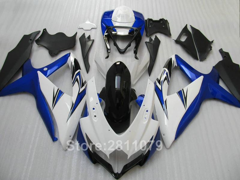 Литье под давлением Топ продажа обтекатель комплект для Suzuki GSXR600 8 09 10 Белый Синий