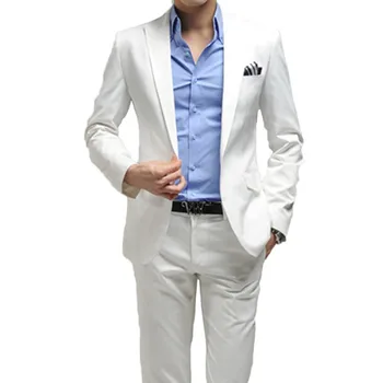 

2017 Brand Men Suit New Casual Business Gentlemen Slim Fit Fashion mens wedding suits for Plus Size 6XL white terno masculino