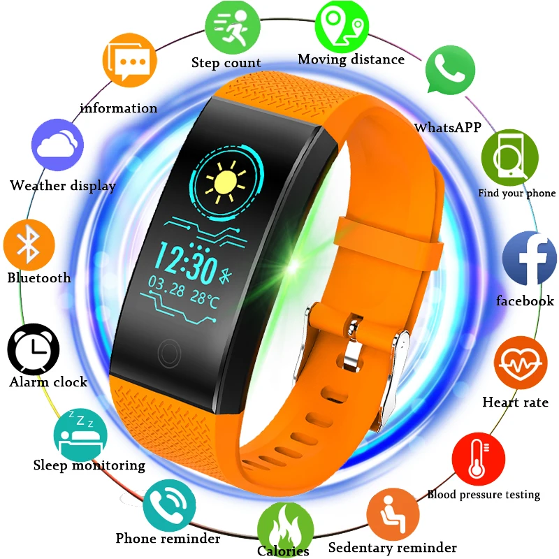

BANGWEI Fitness Smart Watch weather Heart Rate Monitor Blood Pressure Tracker Smart Sport Watch for ios android+watch strap