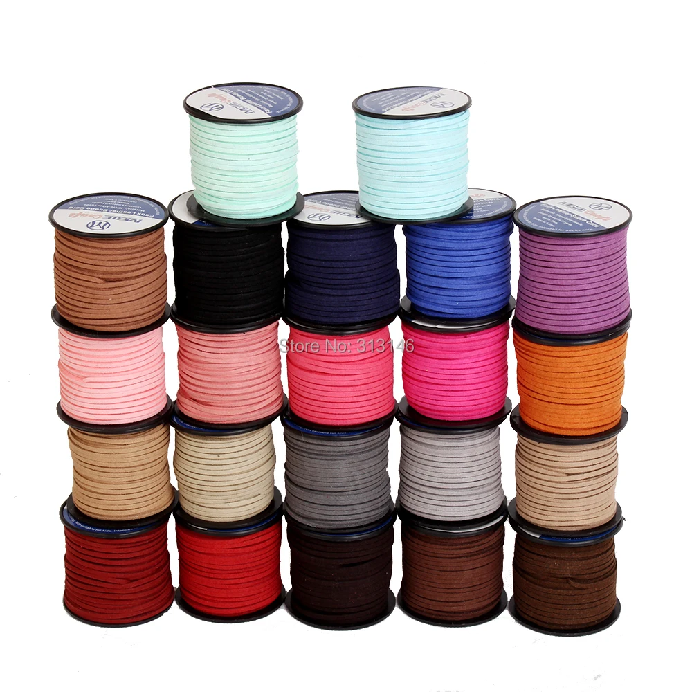 

New 3mm 25M/roll Faux Suede Cord Leather Lace DIY Beading Craft Jewelry Making Accessories Flat Thread String Rope with Spool