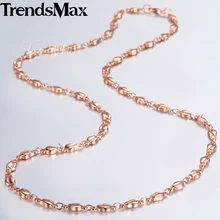 Collier à maillons en or Rose pour femmes et filles, 4mm, 45cm 50cm 55cm, 585, bijoux à la mode, cadeaux de saint valentin, GN226A