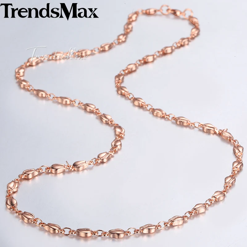 Ожерелье из розового золота 585 пробы 4 мм GN226A|chain 45cm|jewelry womennecklace long |