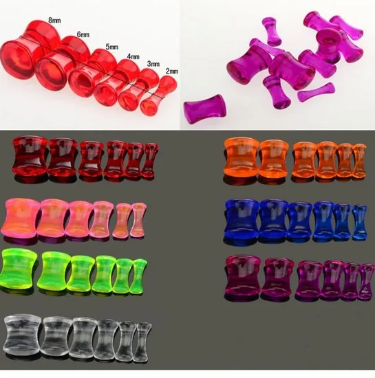 

Wholesale 12pcs Acrylic Saddle UV Flesh Tunnels Transparent Ear Plug Expander