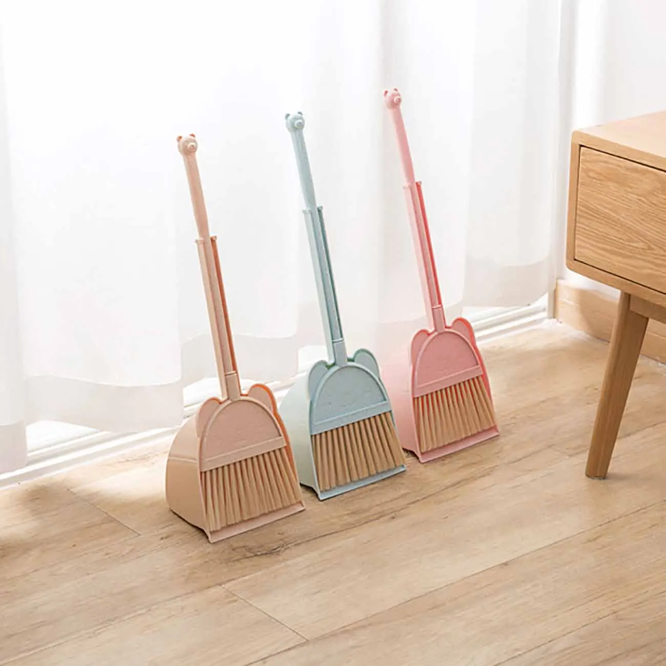 3pcs Mini Cleaning Toy Set Baby Sweeping Small Flat Mop Broom and Dustpan, Size: 51x16x12cm