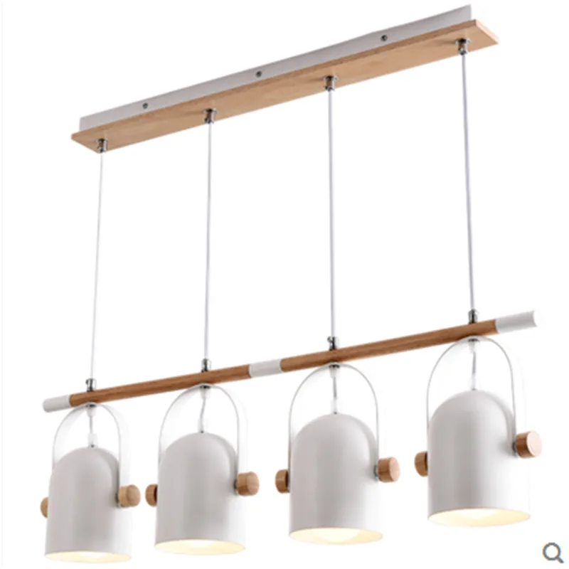 

Wood+Iron Nordic Pendants Angel Adjustable Suspended Lighting 1/3/4 heads Metal Lampshade for Kitchen Lighting Lustre